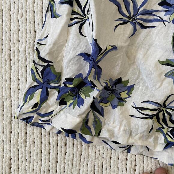United Colours of Benetton Women's Blue Floral Linen Romper - Size Small - Picture 3 of 4